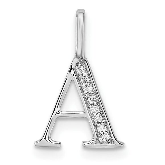 Kazi Luxury 14K White Gold Diamond Letter A Initial Pendant
